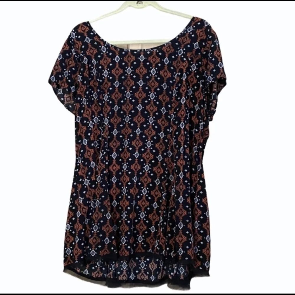 torrid Black Aztec-Print Short-Sleeve Blouse